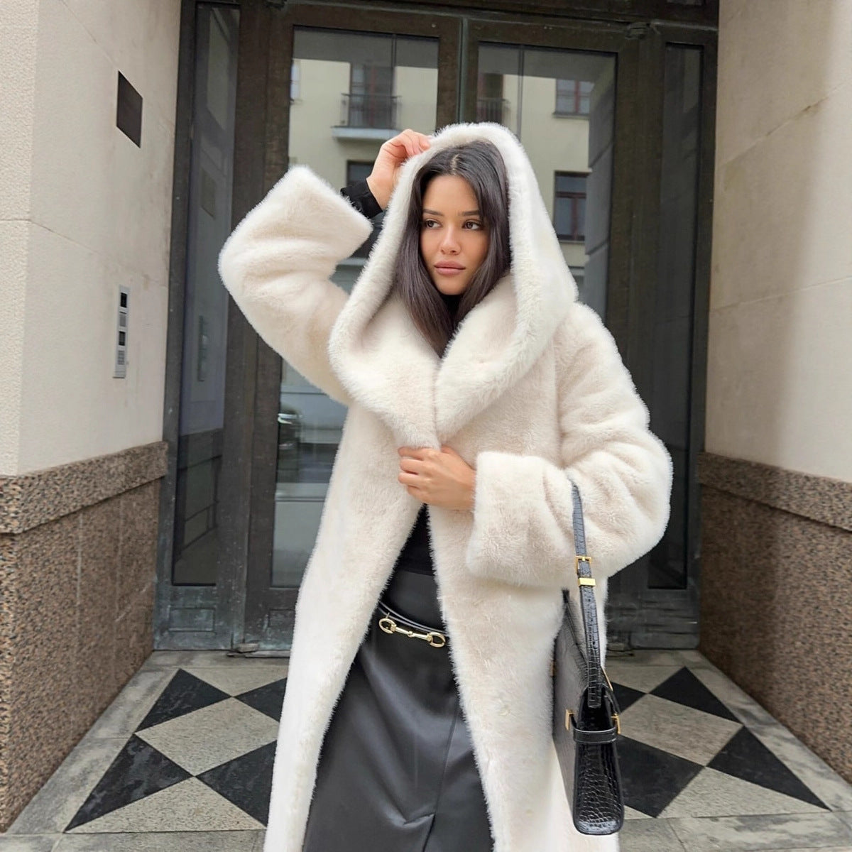 Fur Hooded Womens New Fashion Long Wool Winter Coats