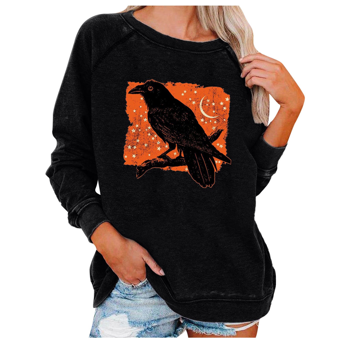 Halloween Graphic Sweatshirt for Women – Loose Casual Printed Pullover Top
