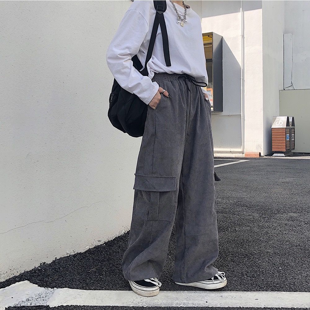 Plus Size High Waist Cargo Pants Stylish Wide Leg Design With Zipper Pockets