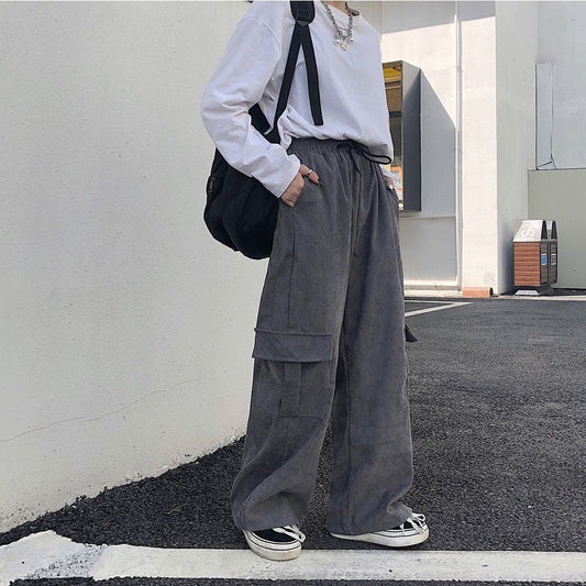 Plus Size High Waist Cargo Pants Stylish Wide Leg Design With Zipper Pockets