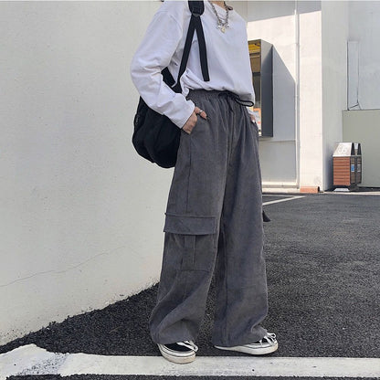 Plus Size High Waist Cargo Pants Stylish Wide Leg Design With Zipper Pockets