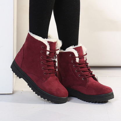 Womens Waterproof Snow Boots Fashion Winter Ankle Boots Lightweight Warm Casual Shoes Black Botas Mujer