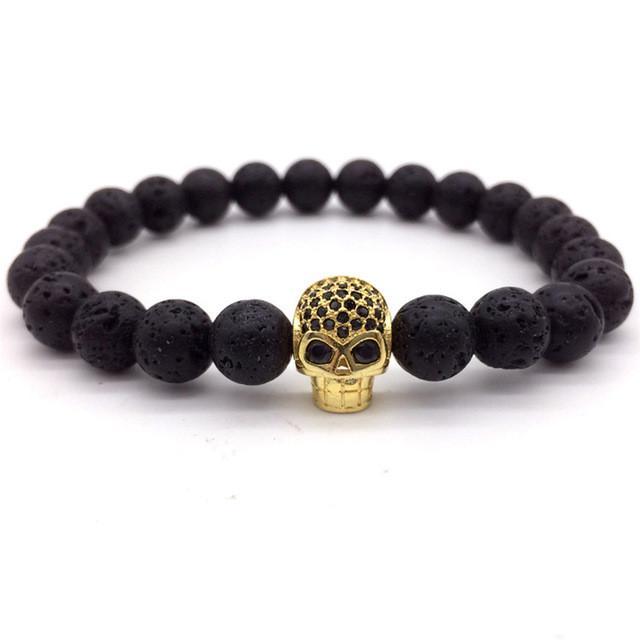 Unisex Skull Charm Bracelet – Copper Beaded Bracelet for Edgy & Everyday Wear