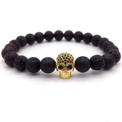 Unisex Skull Charm Bracelet – Copper Beaded Bracelet for Edgy & Everyday Wear