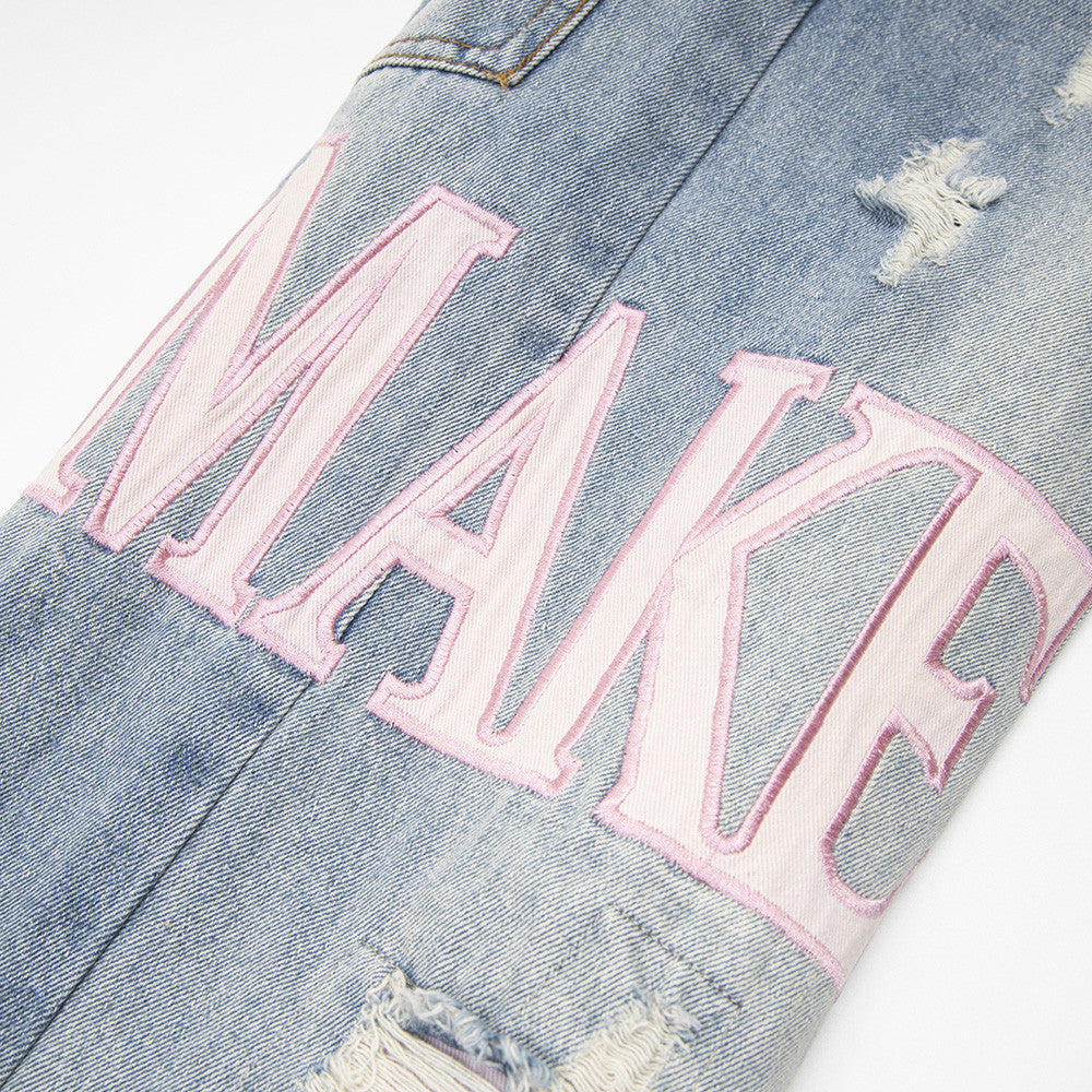 Unisex Ripped Denim Jeans – Streetwear Beggar-Chic Style