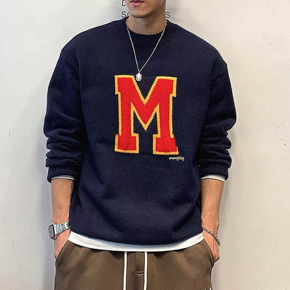 Women's Loose Letter Pullover Sweater – Casual Cozy Streetwear Style