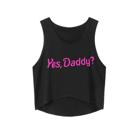 Yes Daddy Letter Print Crop Tank Top – Y2K Summer Festival Outfit