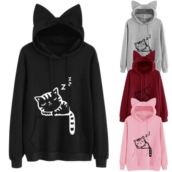 Women’s Casual Hoodie Sweatshirt with Cute Ears – Long Sleeve Pullover