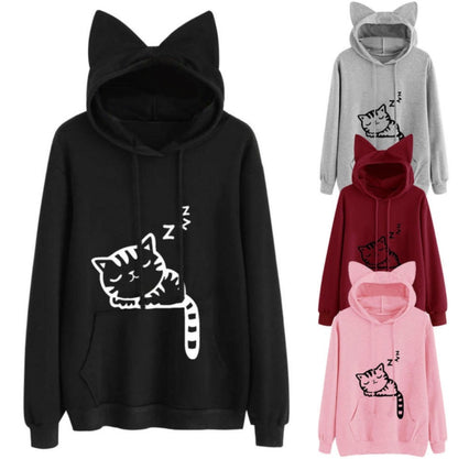 Women’s Casual Hoodie Sweatshirt with Cute Ears – Long Sleeve Pullover