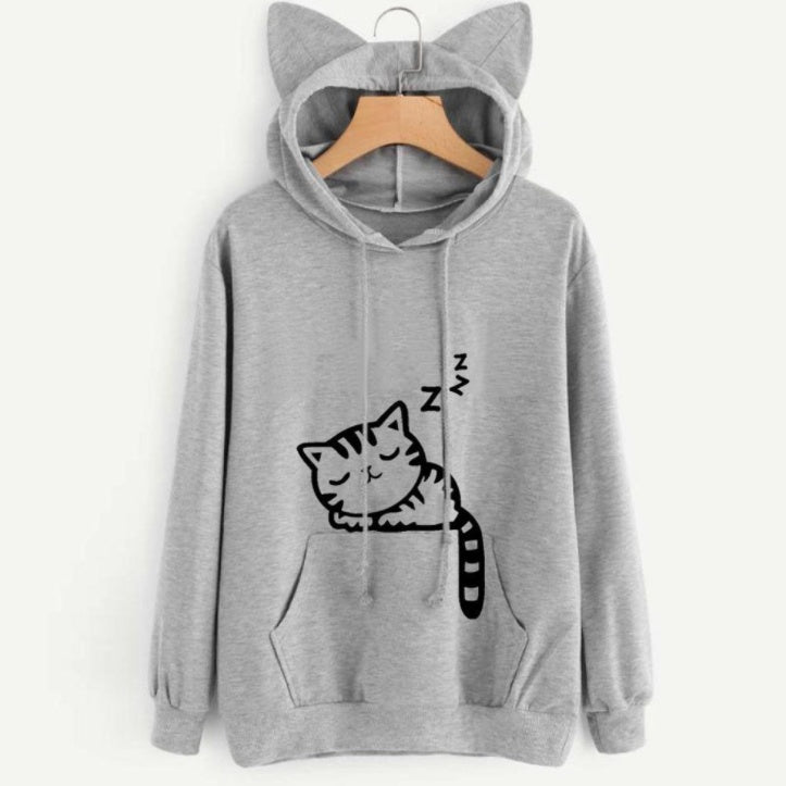 Women’s Casual Hoodie Sweatshirt with Cute Ears – Long Sleeve Pullover
