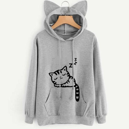 Women’s Casual Hoodie Sweatshirt with Cute Ears – Long Sleeve Pullover