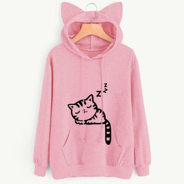 Women’s Casual Hoodie Sweatshirt with Cute Ears – Long Sleeve Pullover