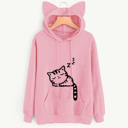 Women’s Casual Hoodie Sweatshirt with Cute Ears – Long Sleeve Pullover