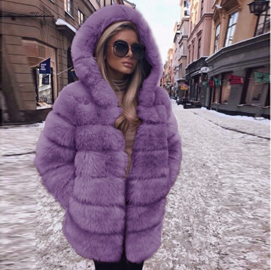 Faux Fur Suede Thick Women Winter Jackets