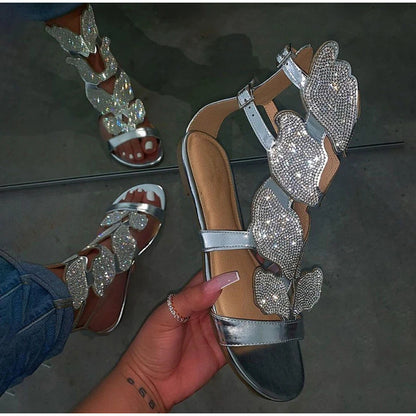 Butterfly Wing Buckle Closure Gladiator Style Women Flat Summer Sandals