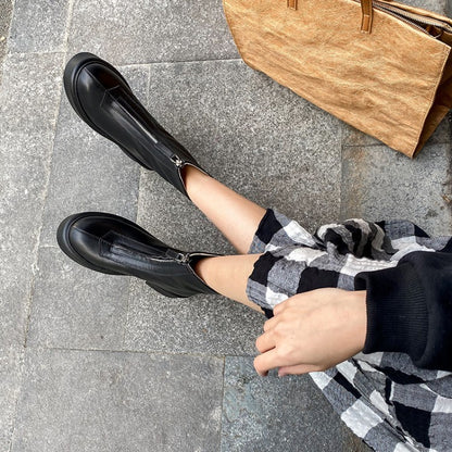 Womens Ankle Zipper Genuine Leather Non Slip Winter Shoes