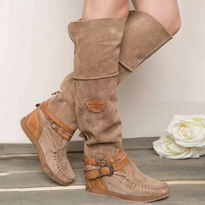 Over-the-Knee Fashion Boots for Women | Low Heel European-American Style Winter Boots