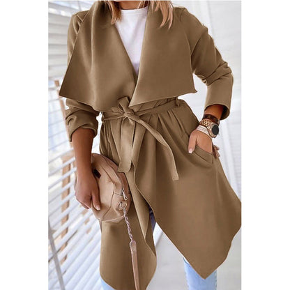 Medium-Length Lapel Trench Coat – Trench Coats Women Outfit Classy & Elegant Winter Outfits