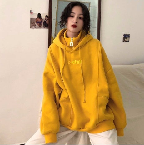 Embroidered Korean Style Hoodie – Cozy & Cute for Autumn/Winter