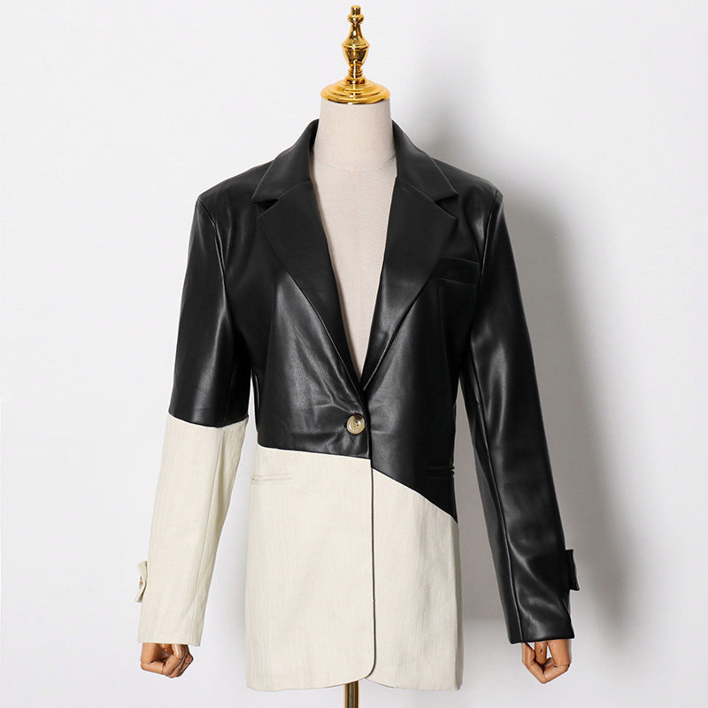 Loose-Fit PU Leather Suit Jacket – Jackets for Women & Street Style Outfits