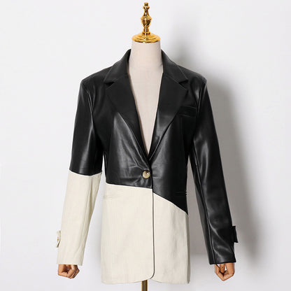 Loose-Fit PU Leather Suit Jacket – Jackets for Women & Street Style Outfits