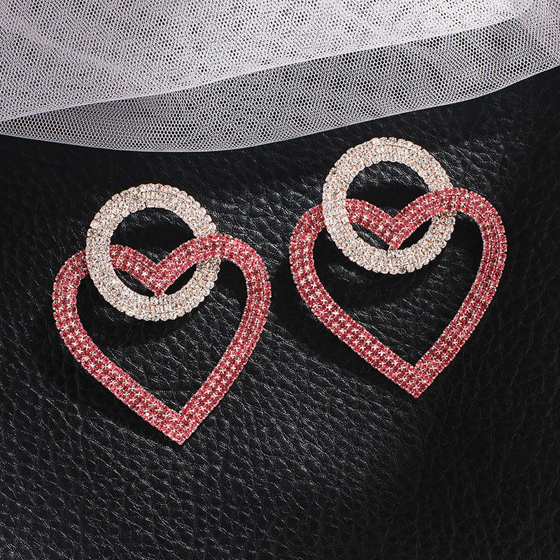 Earrings Green & Pink Peach Heart Drop Bold Design Jewelry Trend 2025