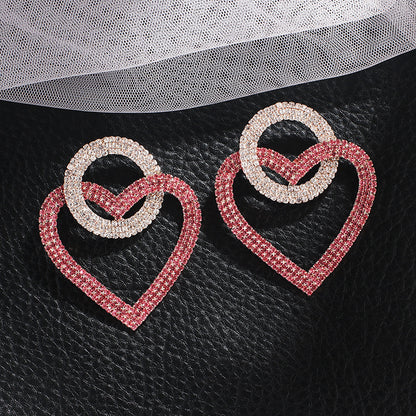Earrings Green & Pink Peach Heart Drop Bold Design Jewelry Trend 2025