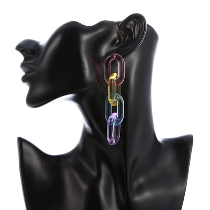Earrings Colorful Jelly Chain Drop Geometric Design Jewelry Trend 2025