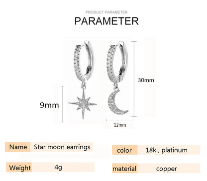 Earrings Star and Moon Asymmetric Celestial Design Jewelry Trend 2025