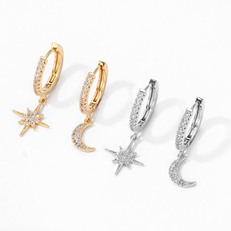 Earrings Star and Moon Asymmetric Celestial Design Jewelry Trend 2025