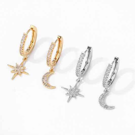 Earrings Star and Moon Asymmetric Celestial Design Jewelry Trend 2025