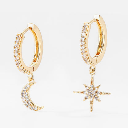 Earrings Star and Moon Asymmetric Celestial Design Jewelry Trend 2025
