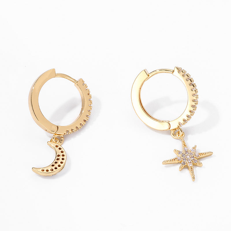 Earrings Star and Moon Asymmetric Celestial Design Jewelry Trend 2025