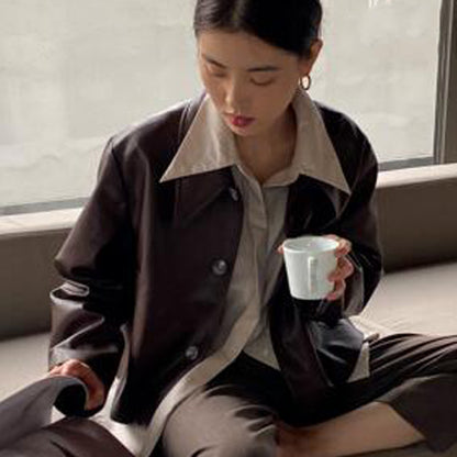 Short Leather Jacket with Pointed Collar – Jackets for Women & Fall Outfits