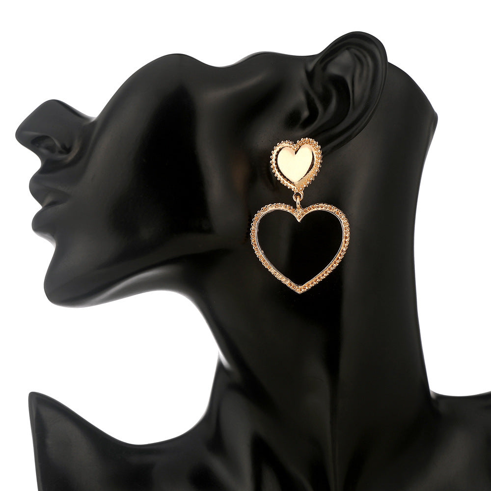 Earrings Gold Hollow Heart Statement Bold Design Jewelry Trend 2025