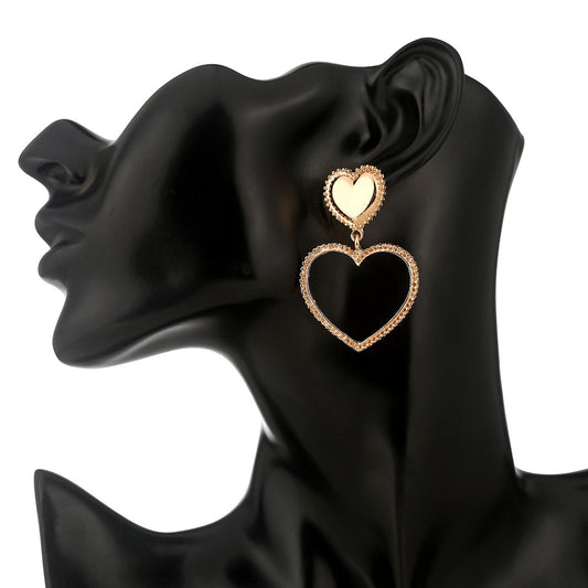 Earrings Gold Hollow Heart Statement Bold Design Jewelry Trend 2025