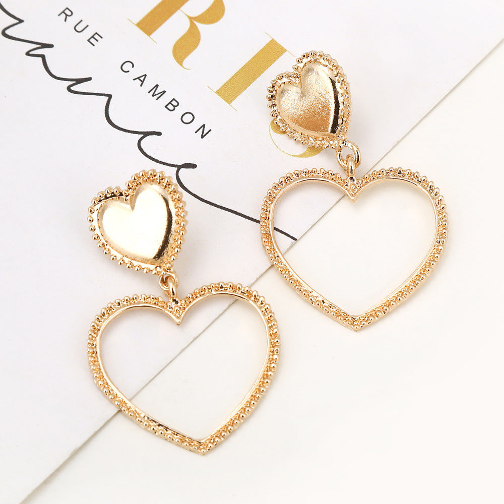 Earrings Gold Hollow Heart Statement Bold Design Jewelry Trend 2025