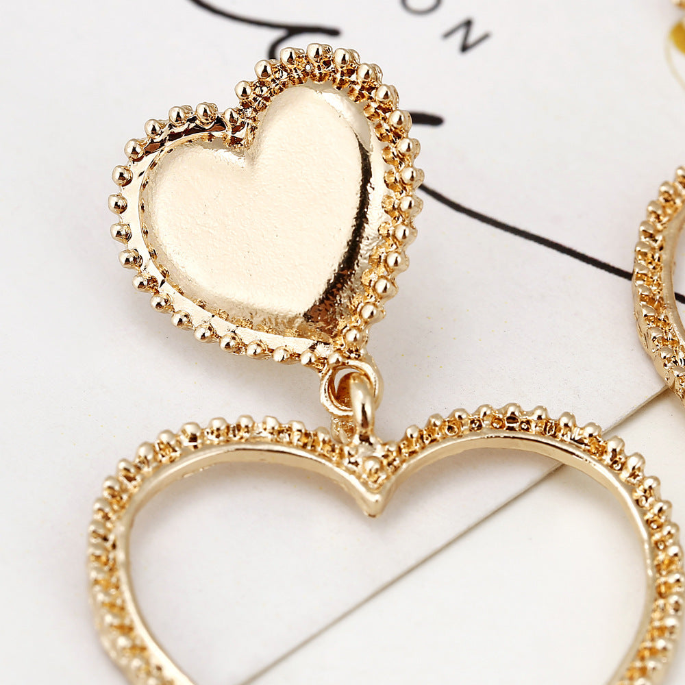 Earrings Gold Hollow Heart Statement Bold Design Jewelry Trend 2025