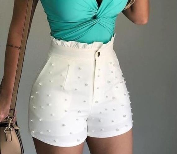 High Waist Sexy Beaded Shorts Women – Party & Summer Outfit