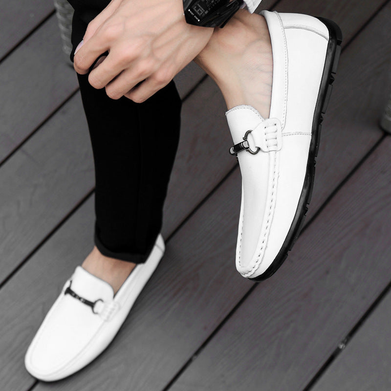 Genuine Leather Summer Style White Black Shoes