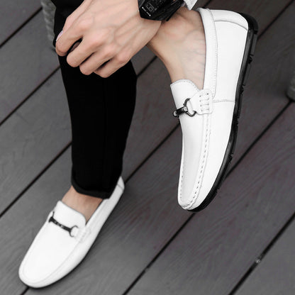Genuine Leather Summer Style White Black Shoes