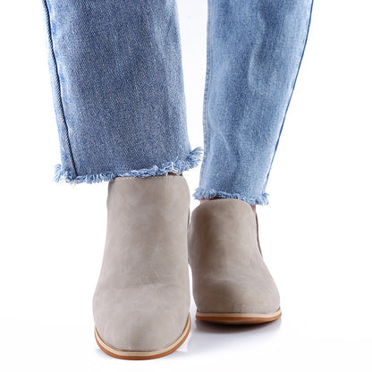 Elegant Faux Suede Low Heel Women Winter Ankle Boots