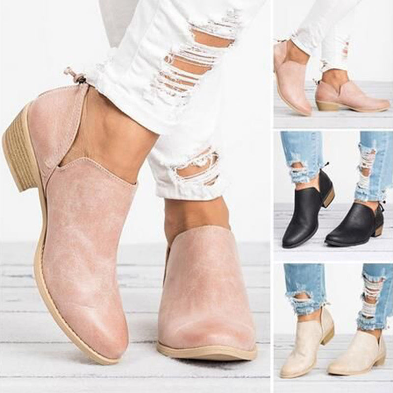 Elegant Faux Suede Low Heel Women Winter Ankle Boots