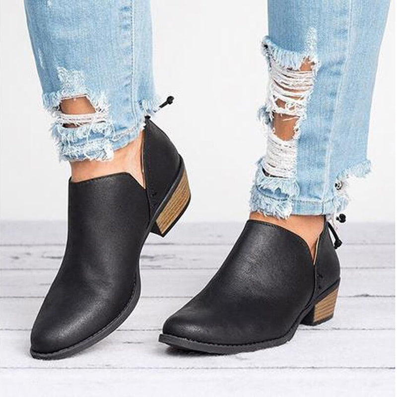Elegant Faux Suede Low Heel Women Winter Ankle Boots