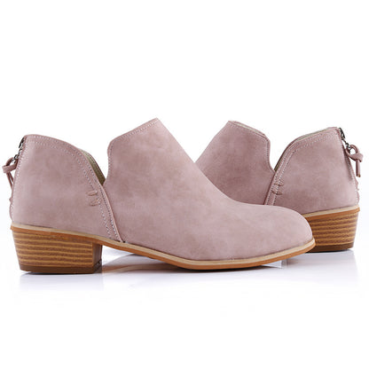 Elegant Faux Suede Low Heel Women Winter Ankle Boots