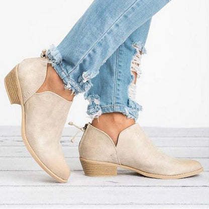 Elegant Faux Suede Low Heel Women Winter Ankle Boots