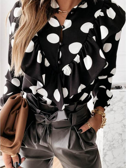 Women's Long Sleeve Blouse – Trendy Fake Two-Piece Casual & Office Outfit