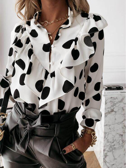 Women's Long Sleeve Blouse – Trendy Fake Two-Piece Casual & Office Outfit