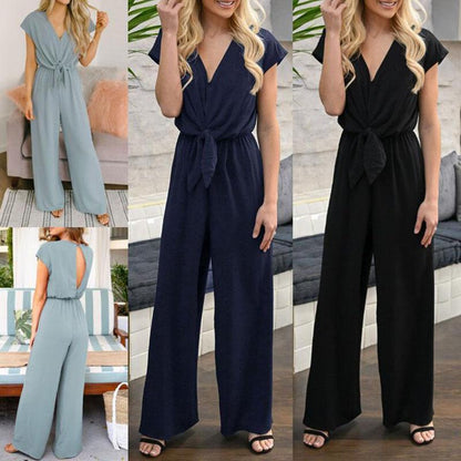 Button-Up Summer Jumpsuit for Women – Casual T-Shirt Top One-Piece Outfit