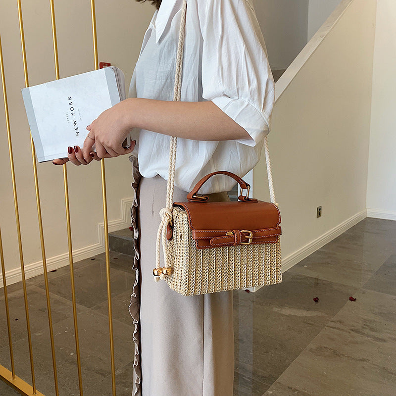Small Horizontal Square Woven Handbag Chic Sophistication